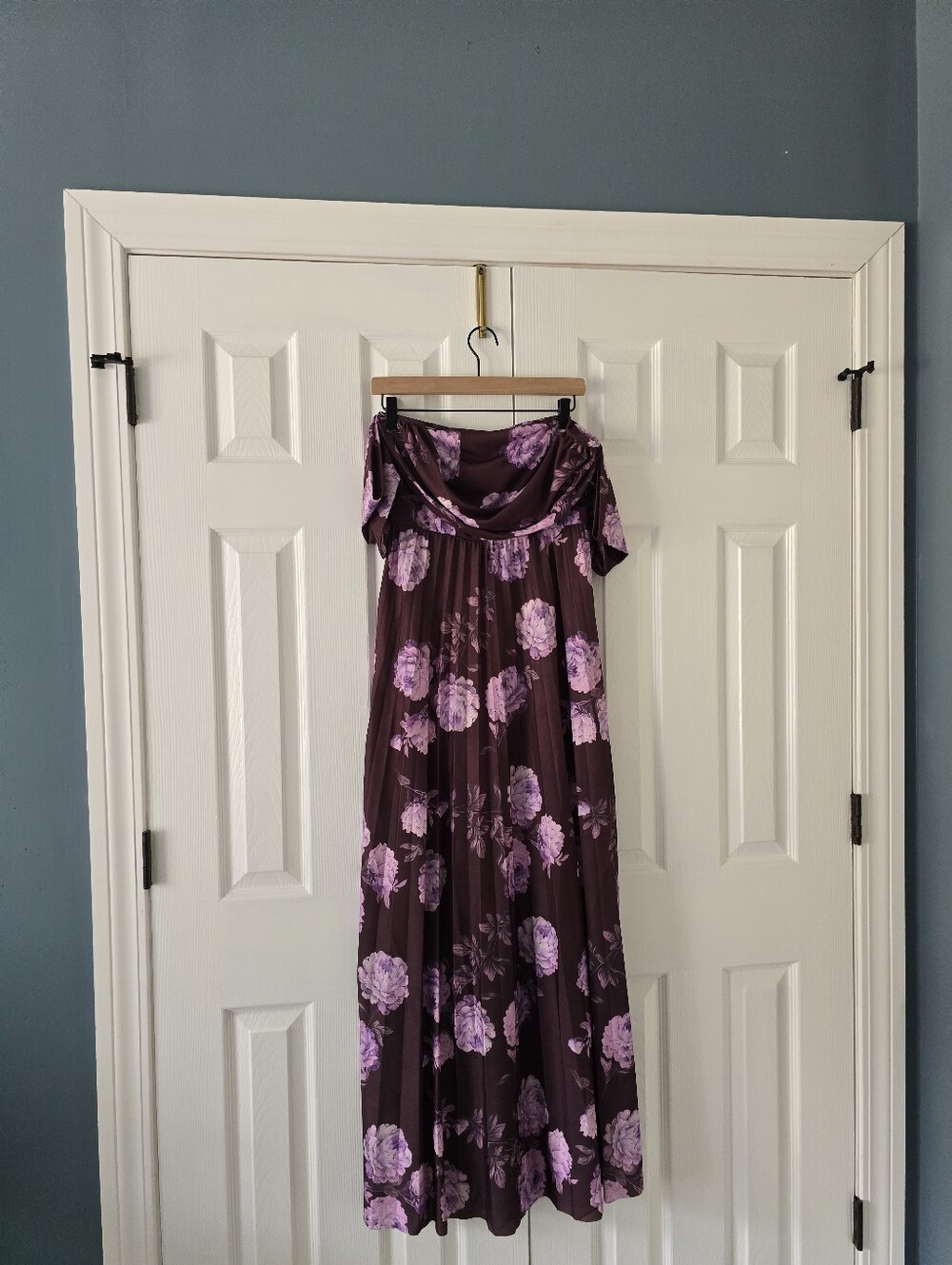 ASOS Purple Floral Off-Shoulder Maxi Skirt